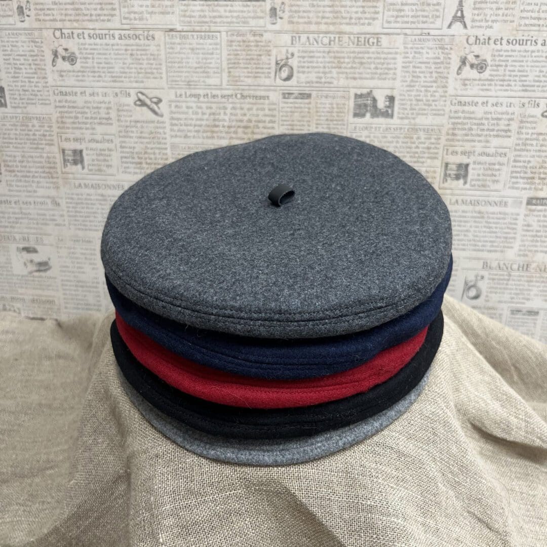 All colors of Wool Beret w. Black Trim