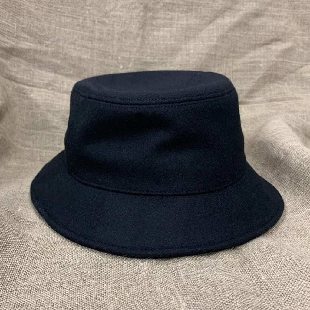 Black Melton Wool Bucket Hat