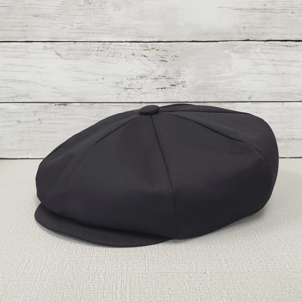 Black Eco Twill Slim Newsboy Cap side