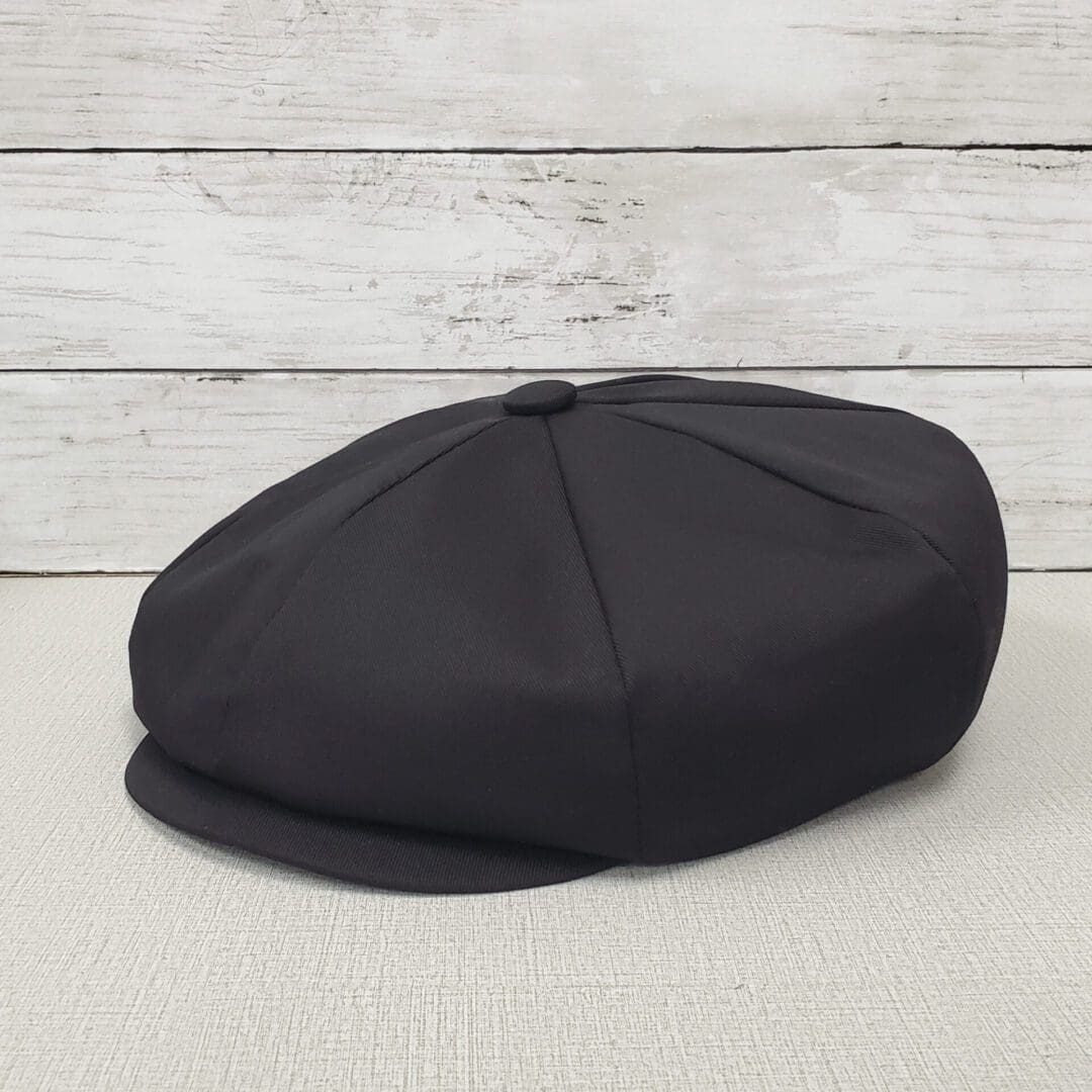 Black Eco Twill Slim Newsboy Cap side