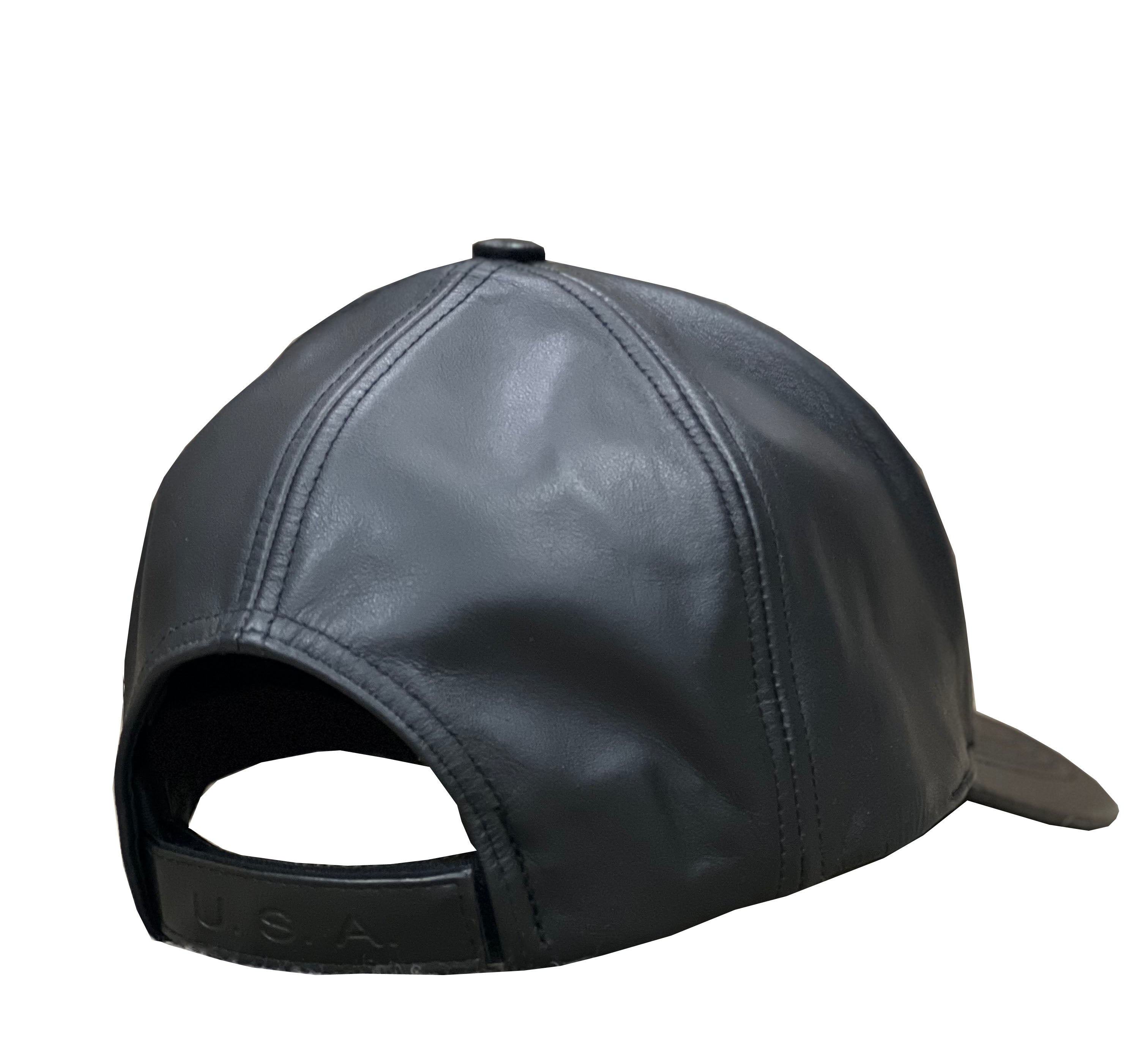 Cowhide Leather Baseball Cap- Burgundy