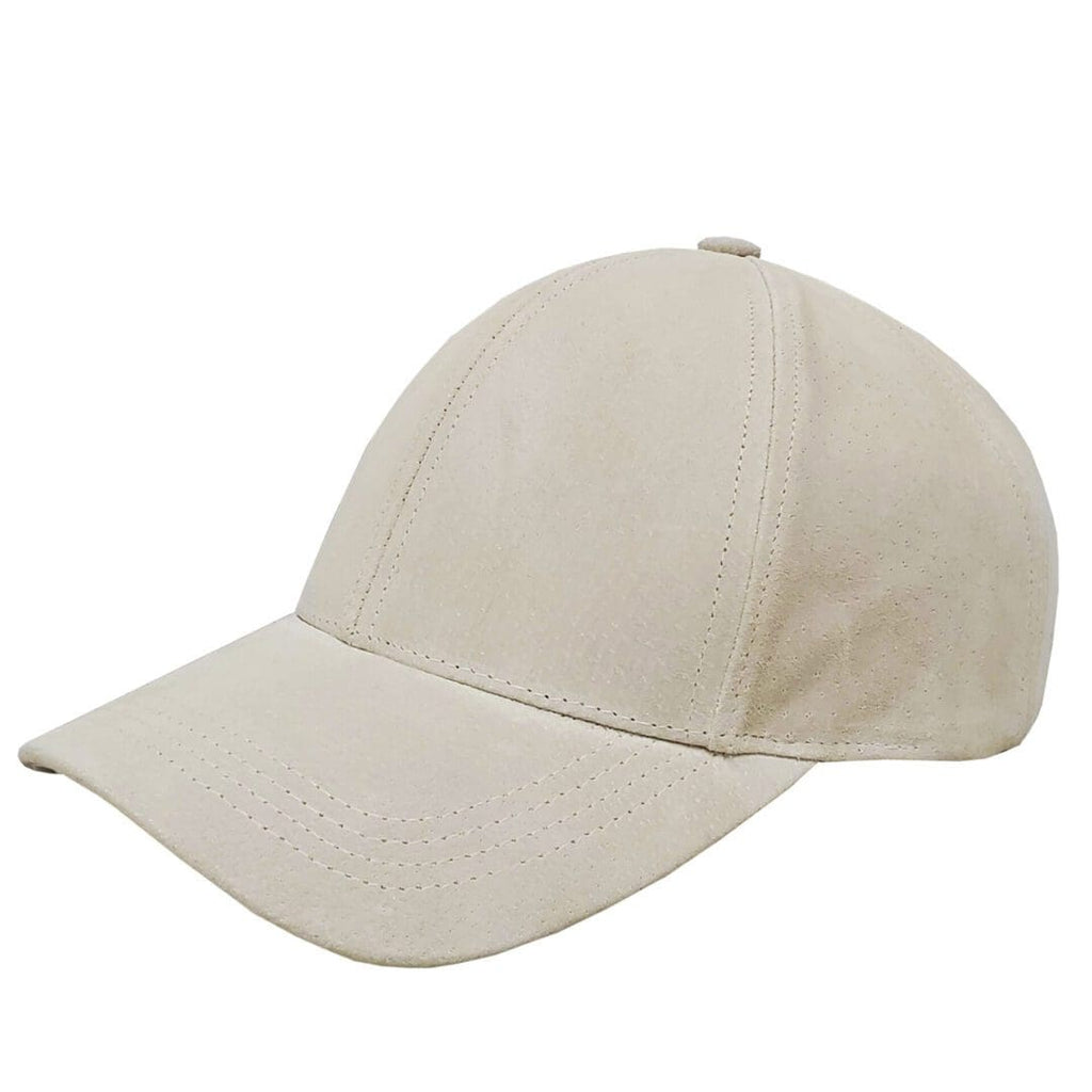 Bone Suede Leather Baseball Cap