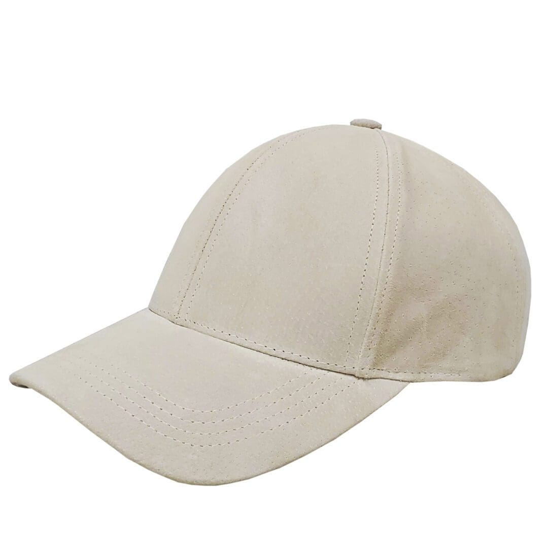 Bone Suede Leather Baseball Cap