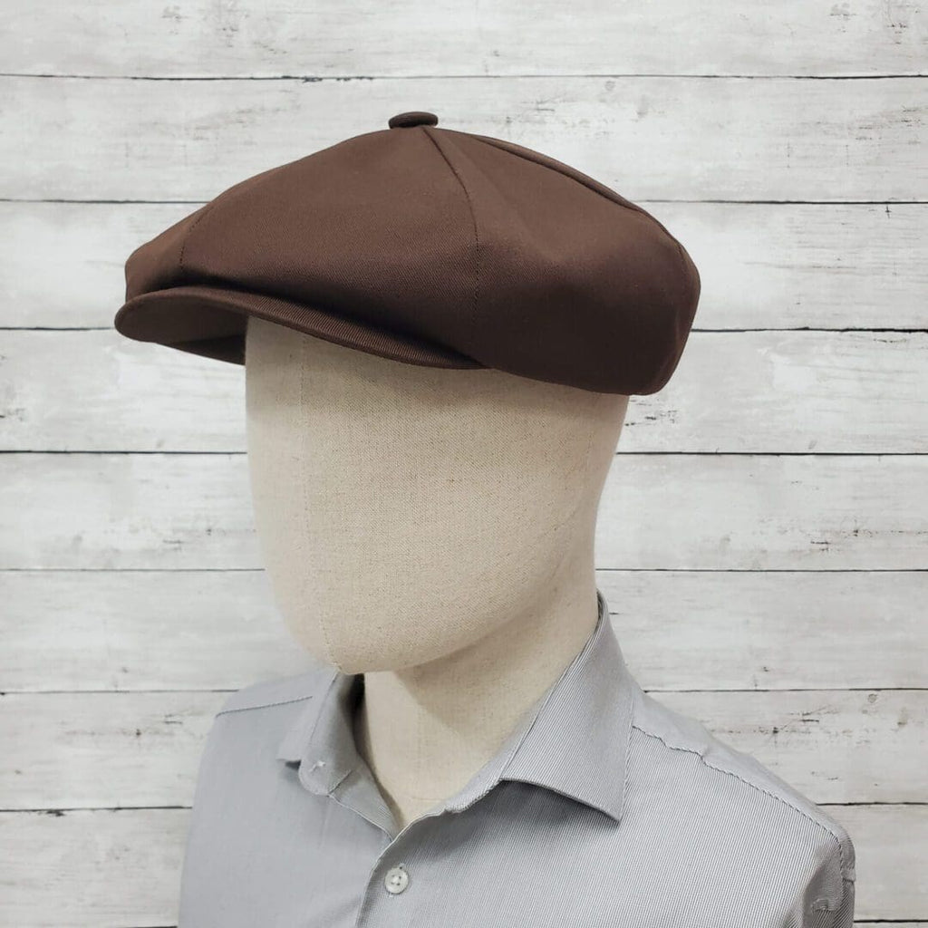 Brown Eco Twill Slim Newsboy Cap in head side