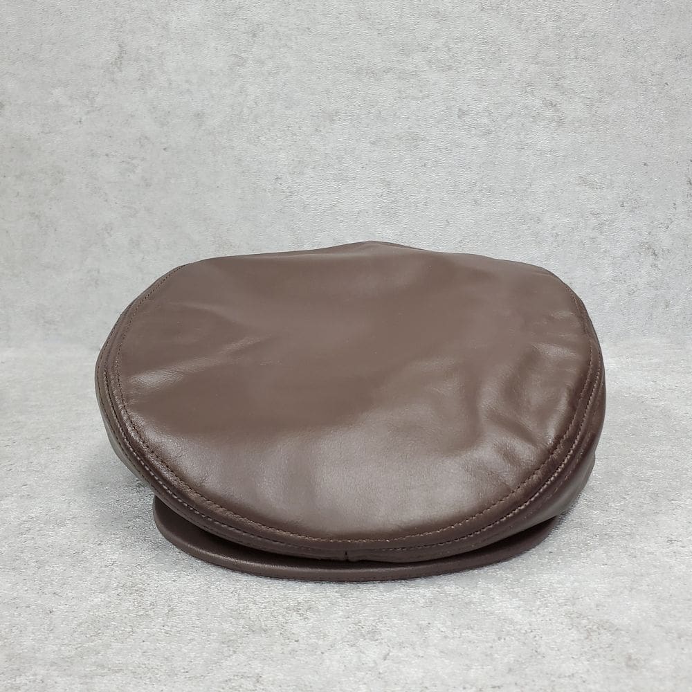Brown Traditional Cowhide Leather Ascot Ivy Driver Cap