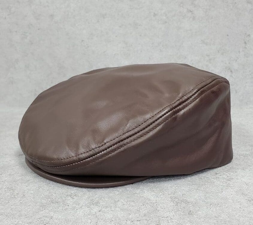 Brown Traditional Cowhide Leather Ascot Ivy Driver Cap