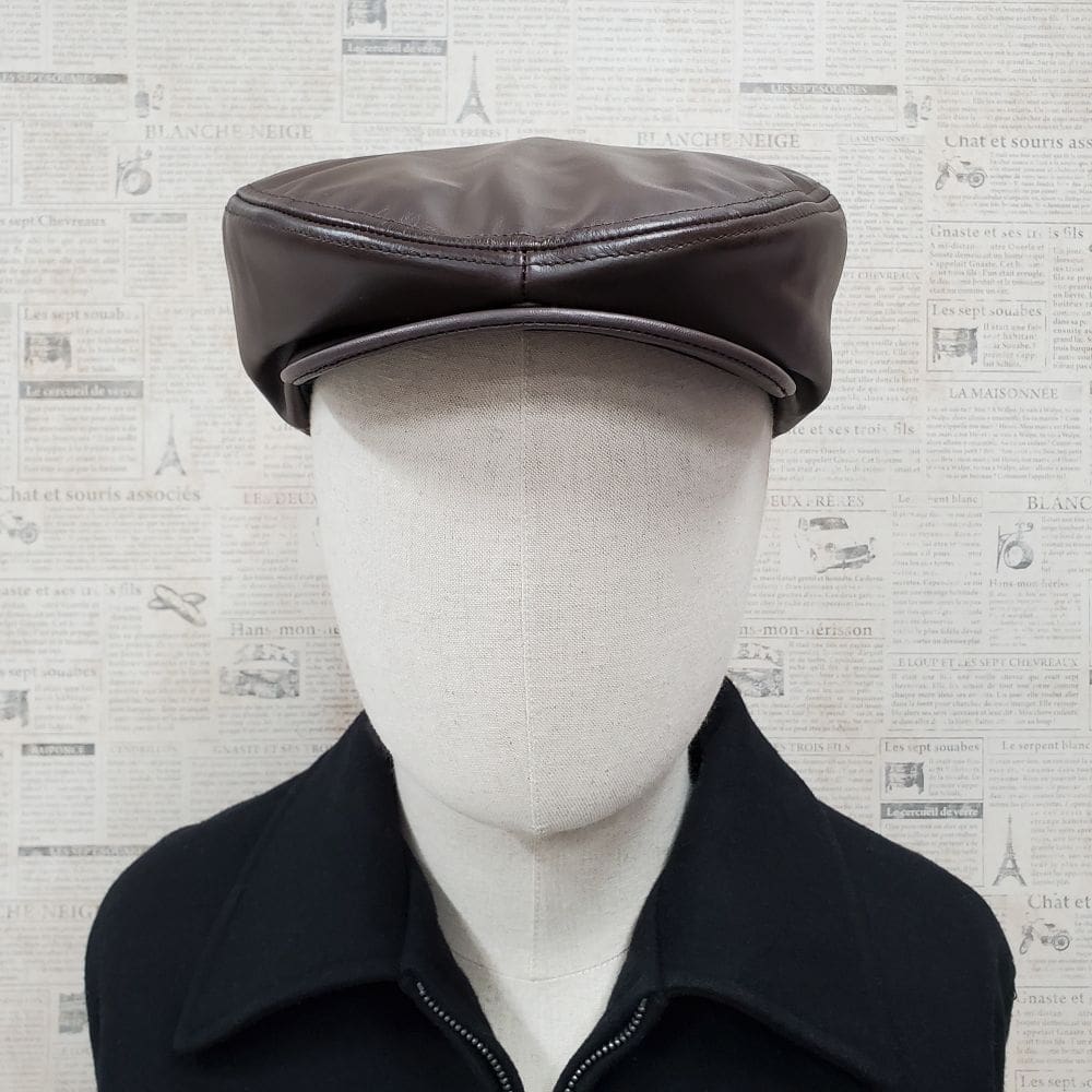 Brown Traditional Cowhide Leather Ascot Ivy Driver Cap