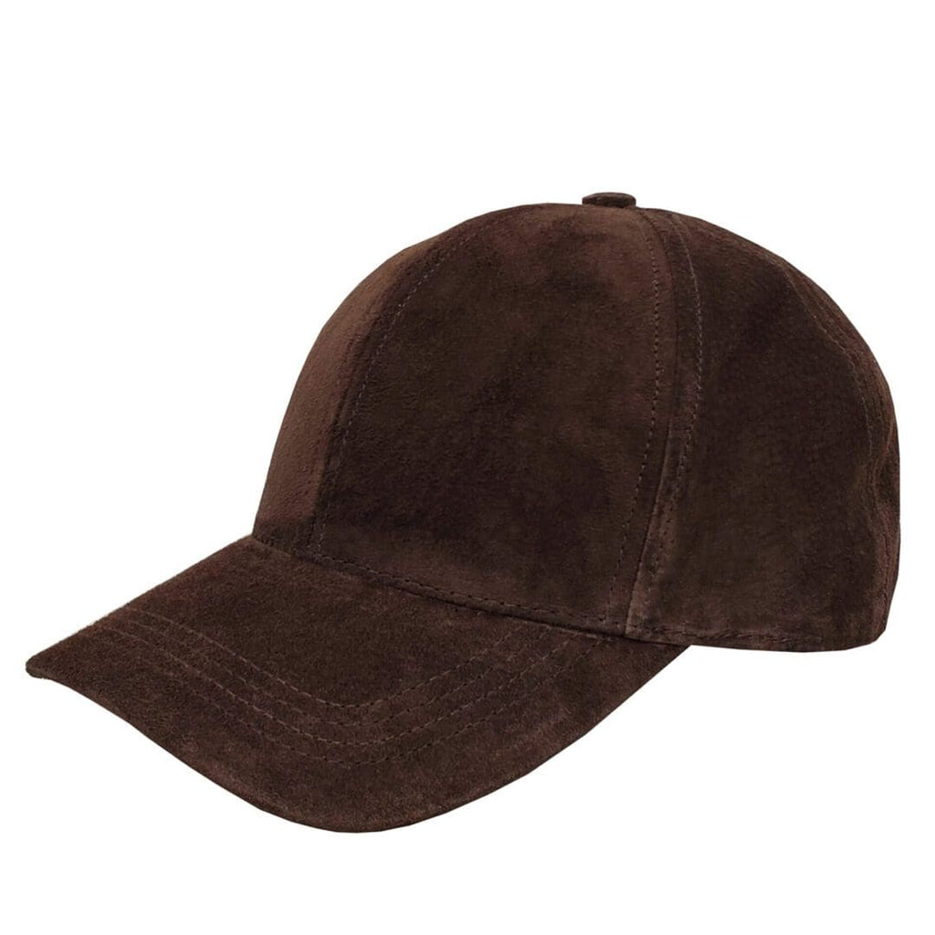 Dark Brown Suede Leather Baseball Cap