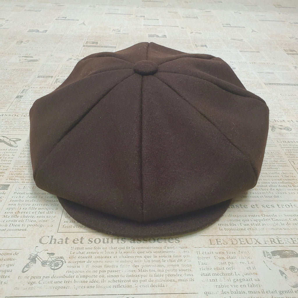 Wool Apple Newsboy Cap- Brown
