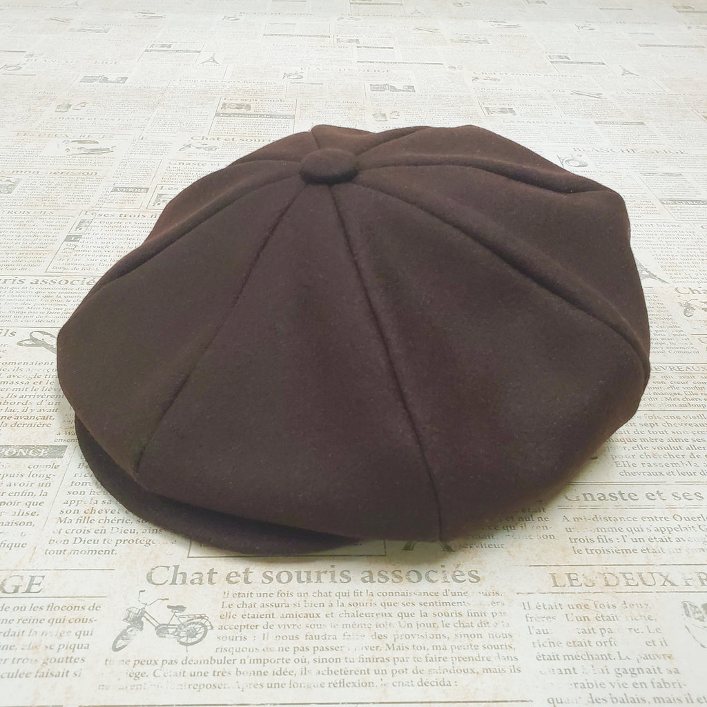 Wool Apple Newsboy Cap- Brown
