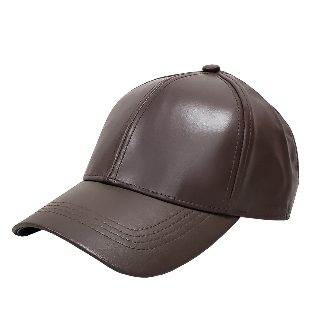 Cowhide Leather Baseball Cap- Brown