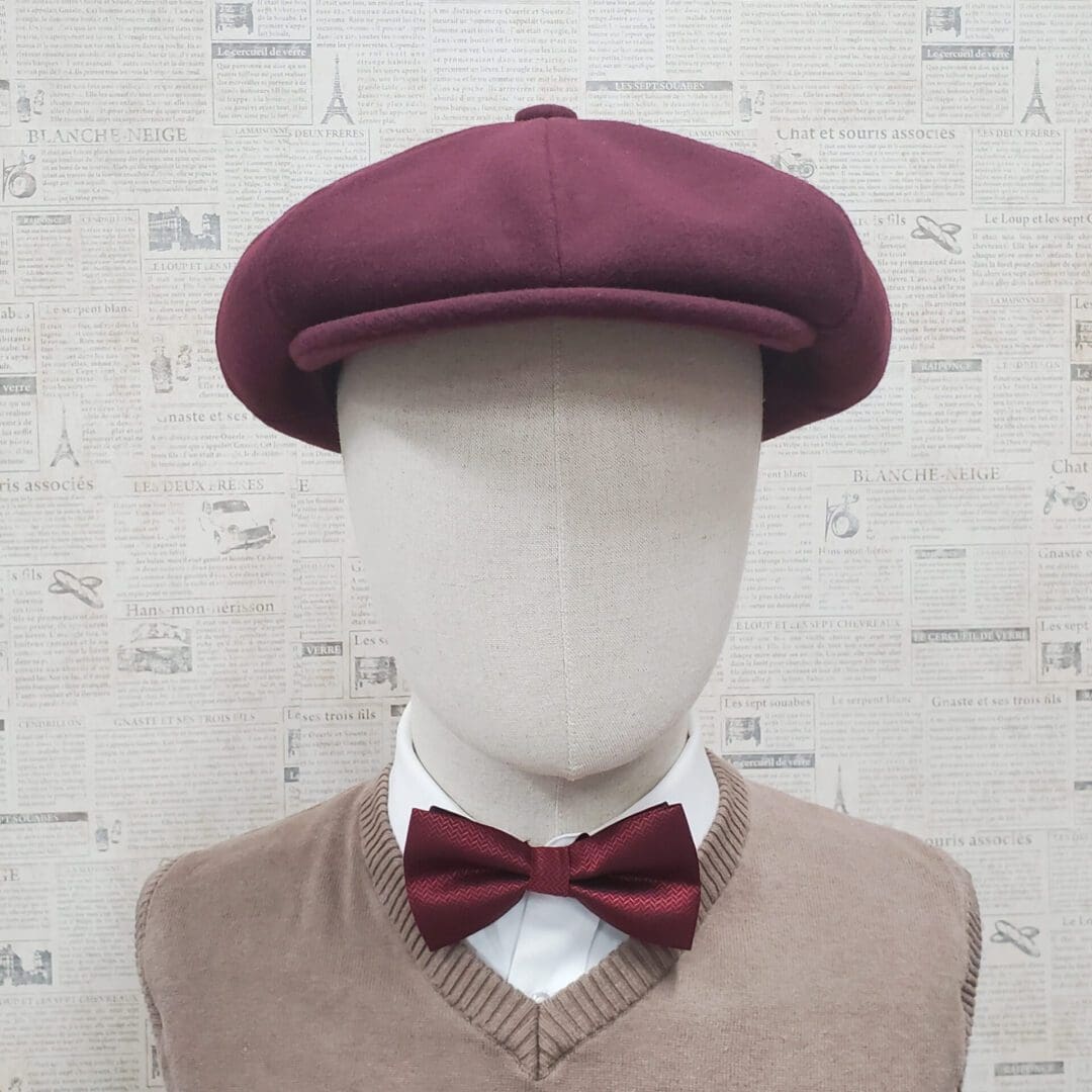 Burgundy Wool Apple Newsboy Cap