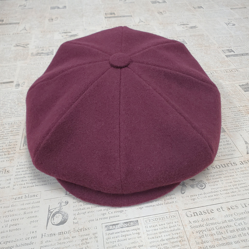Wool Apple Newsboy Cap- Burgundy