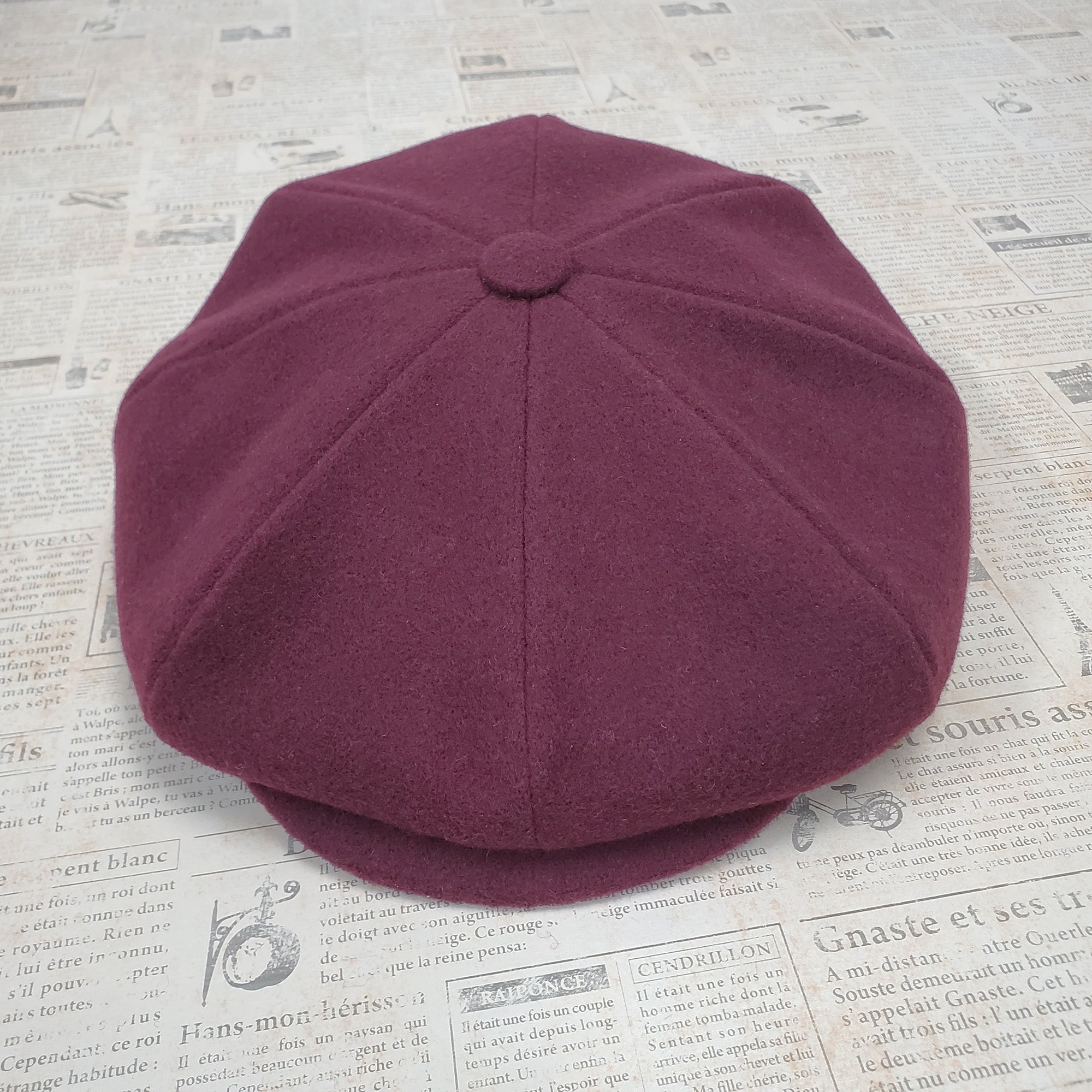 Wool Apple Newsboy Cap- Burgundy