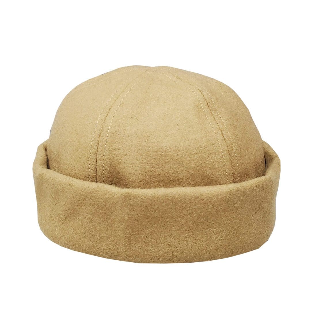 A tan hat is shown with no background.