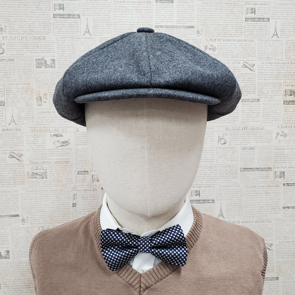 Wool Apple Newsboy Cap- Charcoal