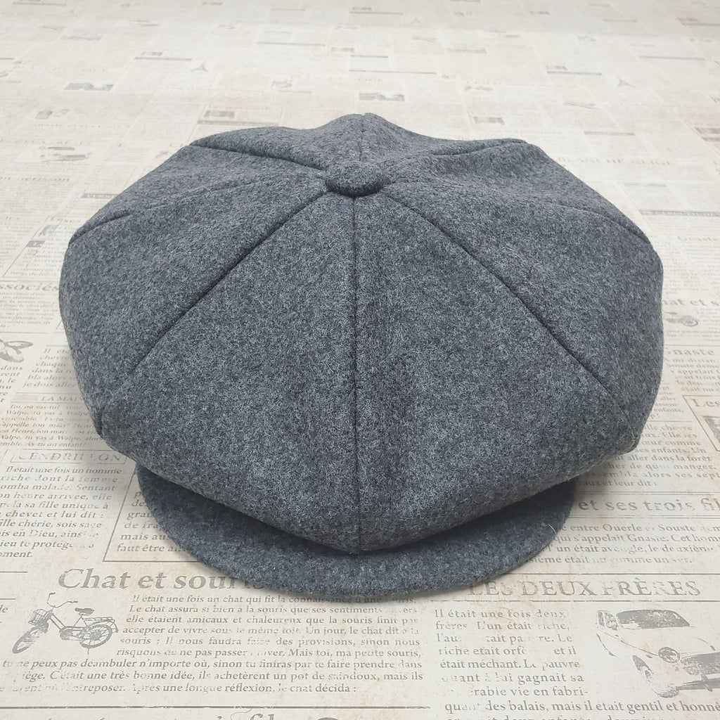 Wool Apple Newsboy Cap- Charcoal