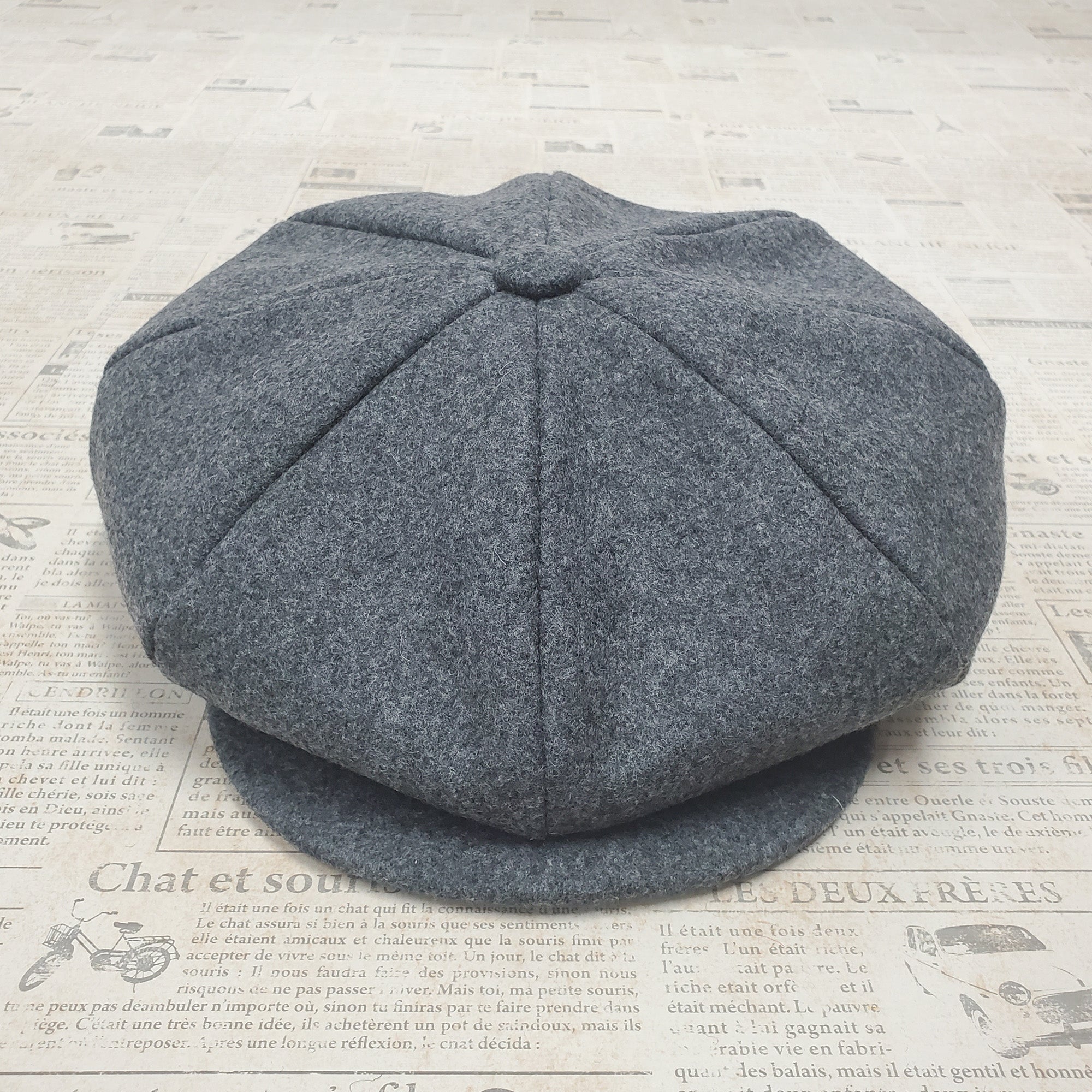 Wool Apple Newsboy Cap- Charcoal