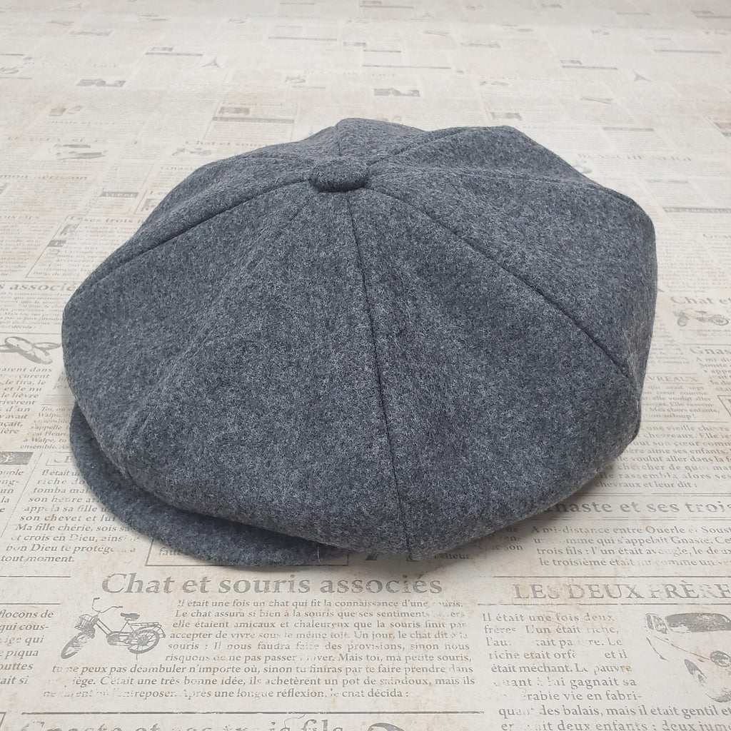 Wool Apple Newsboy Cap- Charcoal