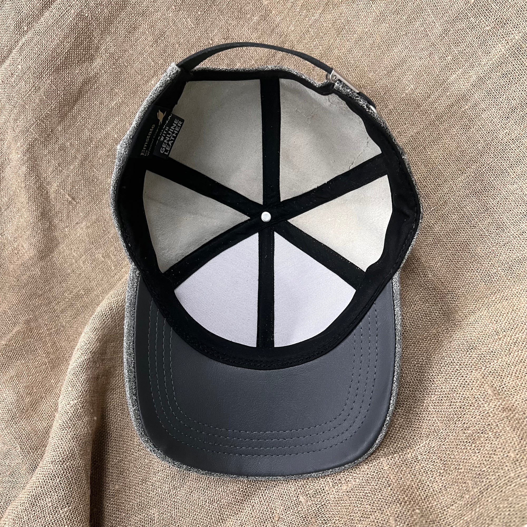 Cowhide Leather Baseball Cap- Distressed Black