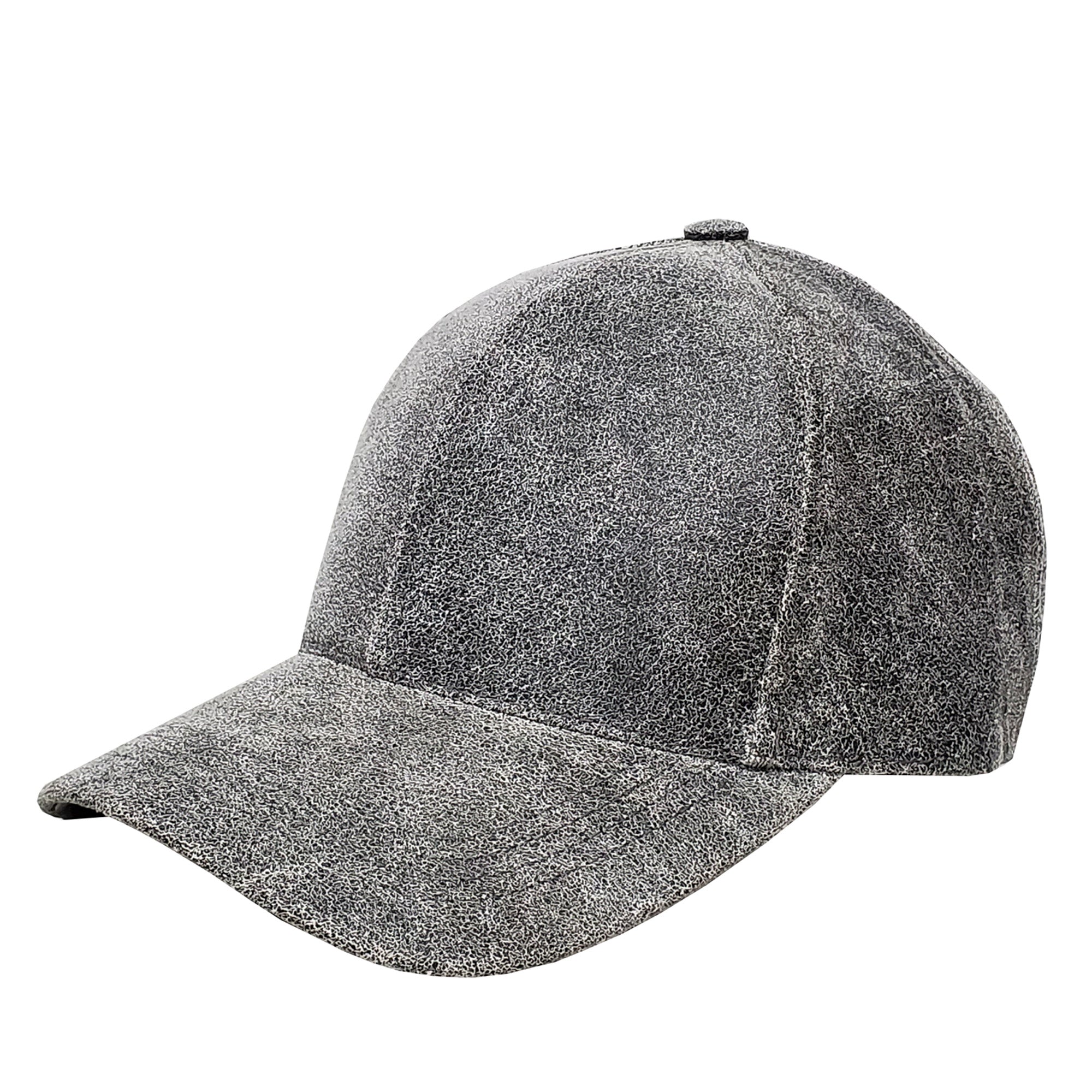 Cowhide Leather Baseball Cap- Distressed Black