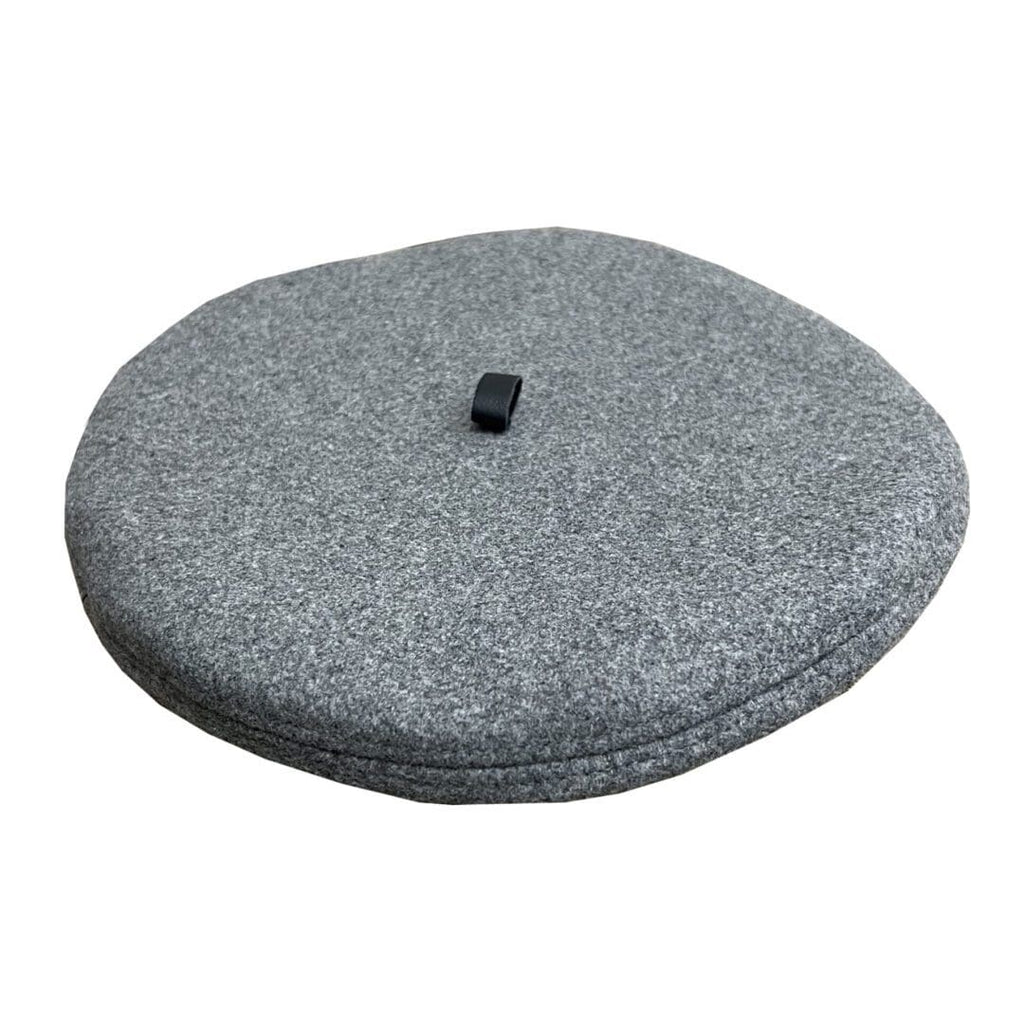 Heather Grey Wool Beret w Black Trim