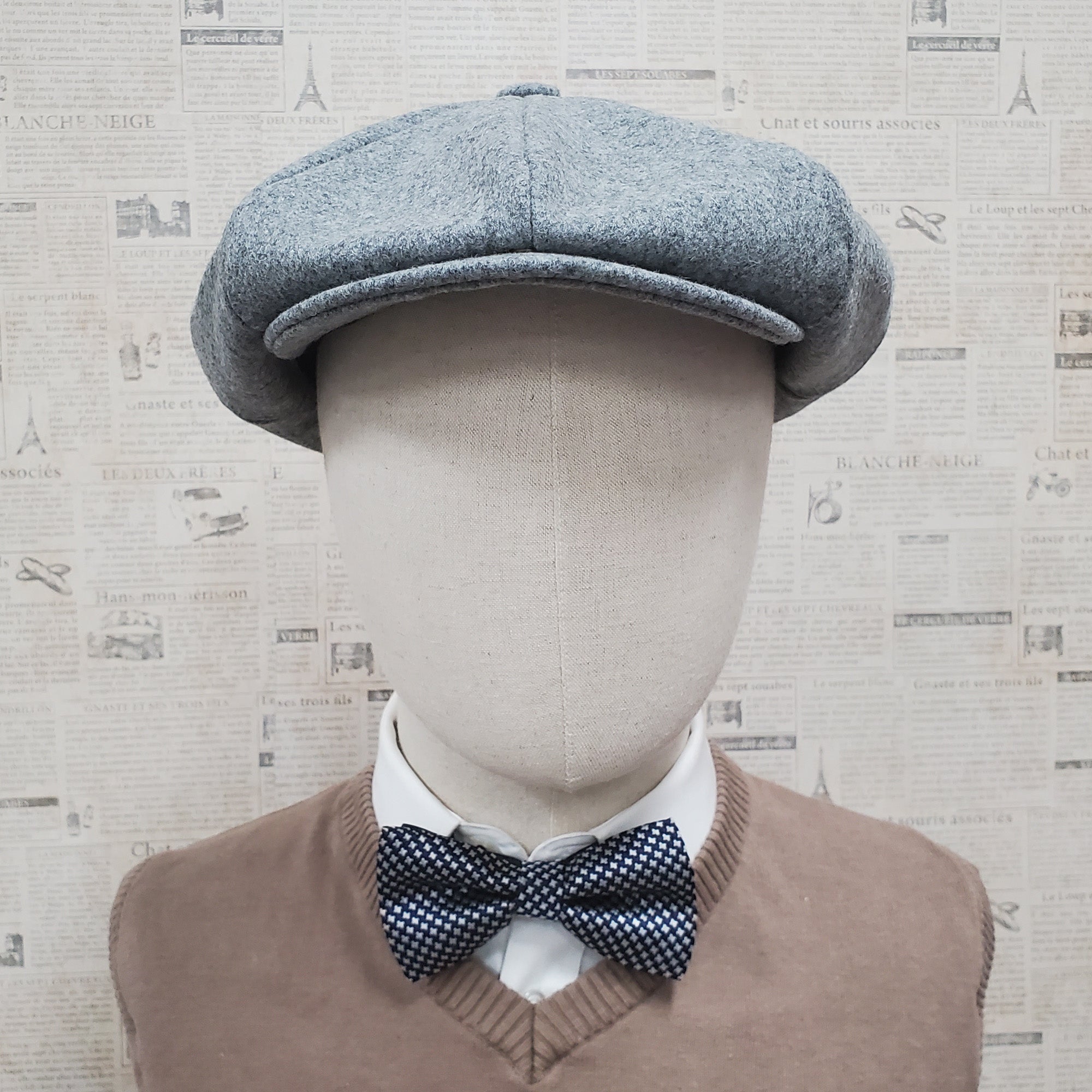Wool Apple Newsboy Cap- Heather Grey