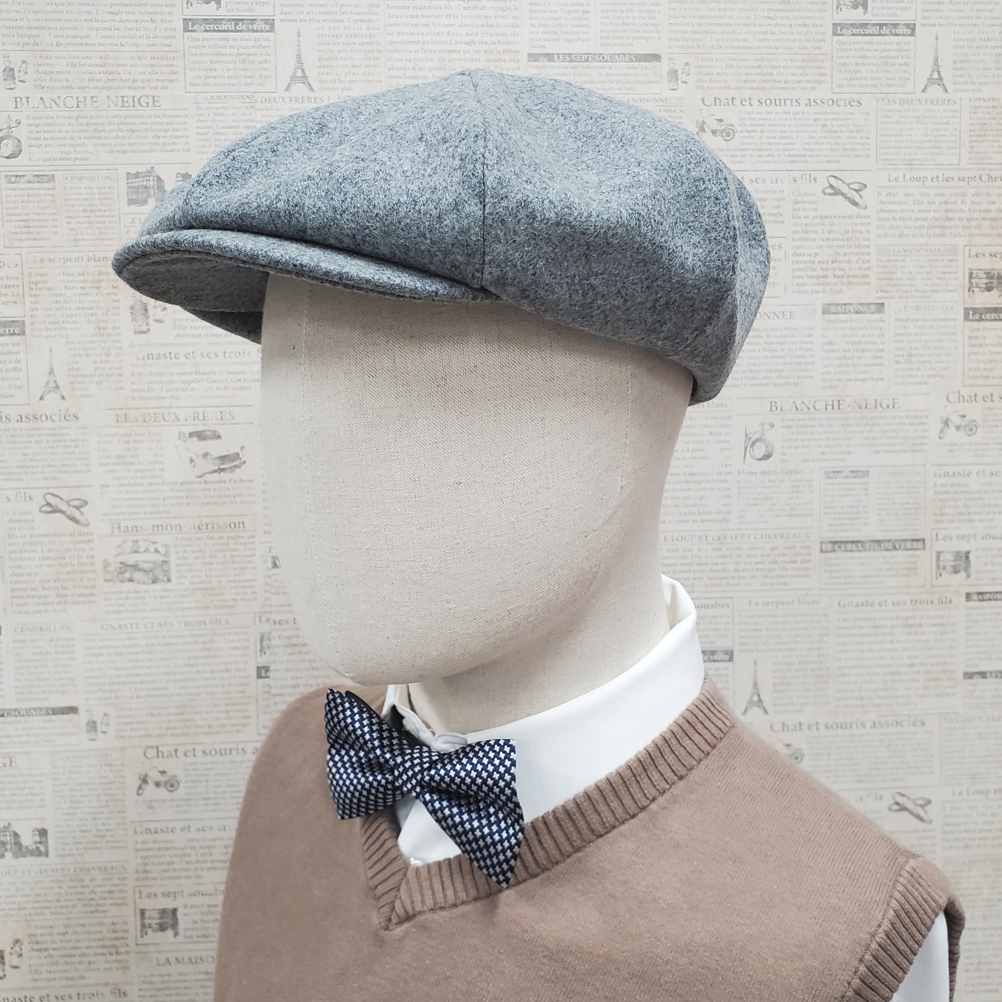 Wool Apple Newsboy Cap- Heather Grey