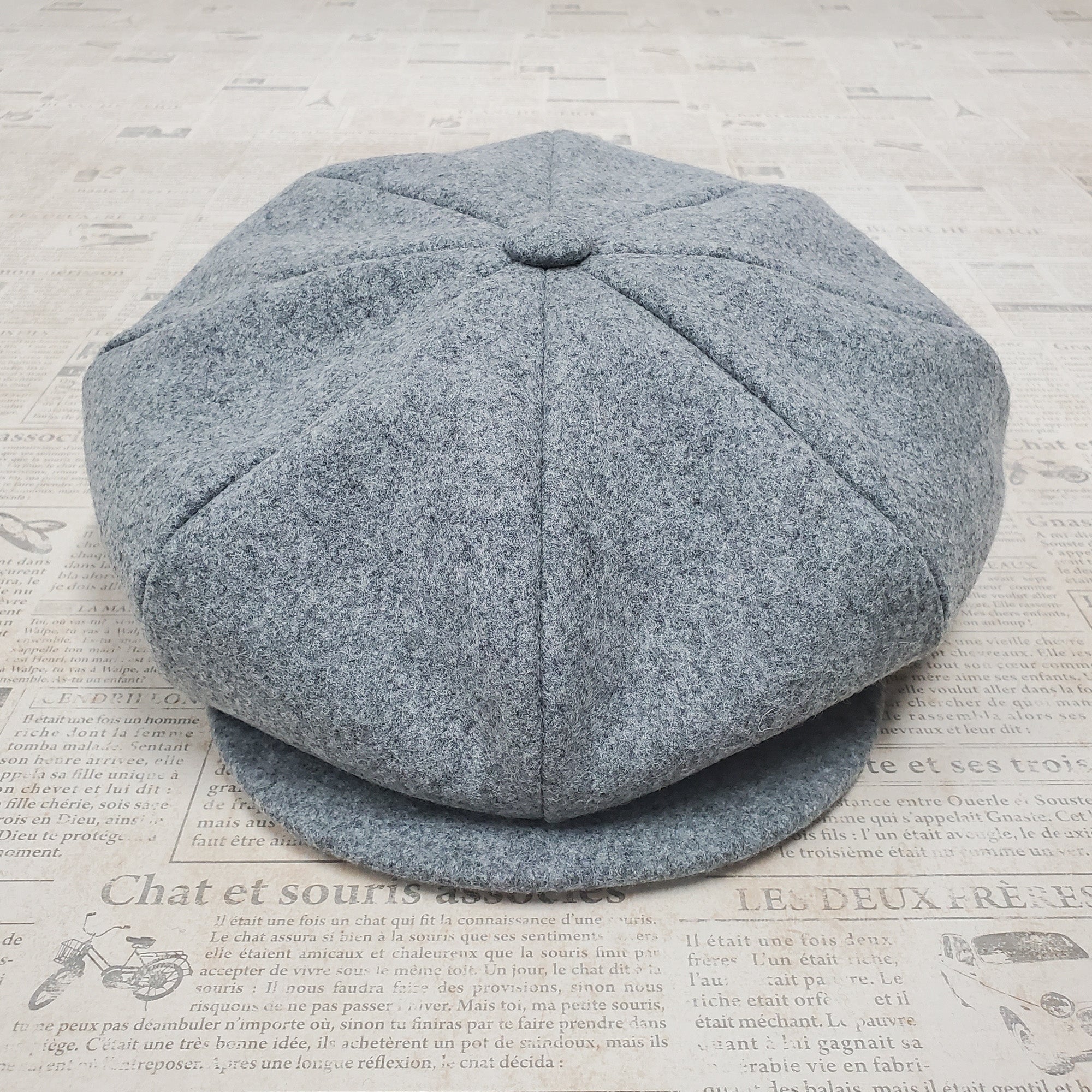 Wool Apple Newsboy Cap- Heather Grey