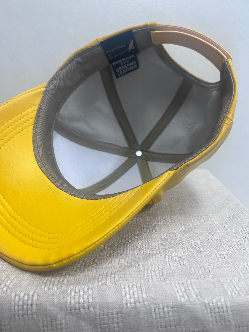 Cowhide Leather Baseball Cap- Yellow