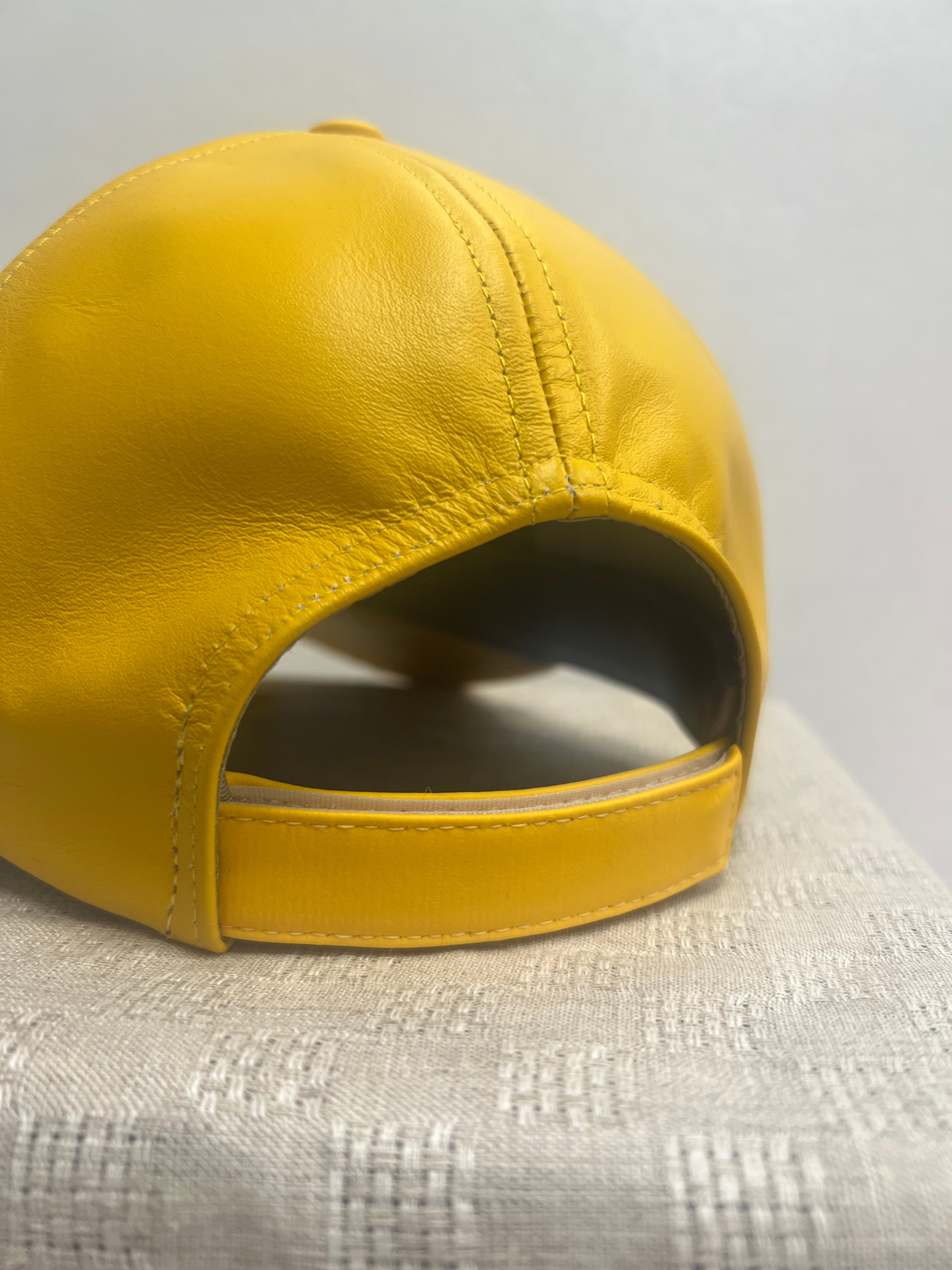 Cowhide Leather Baseball Cap- Yellow