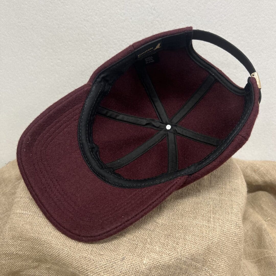 A close up of the back of a hat