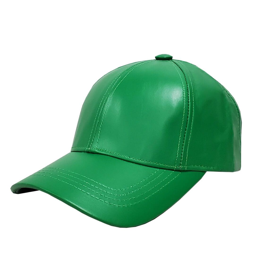 A green baseball cap is shown on a white background.