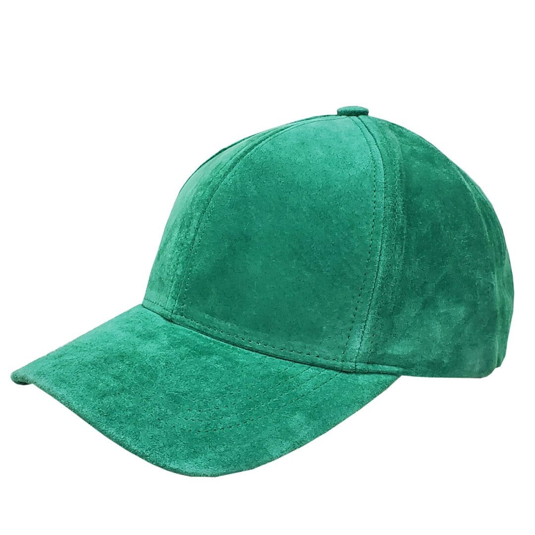 A green baseball cap is shown on a white background.