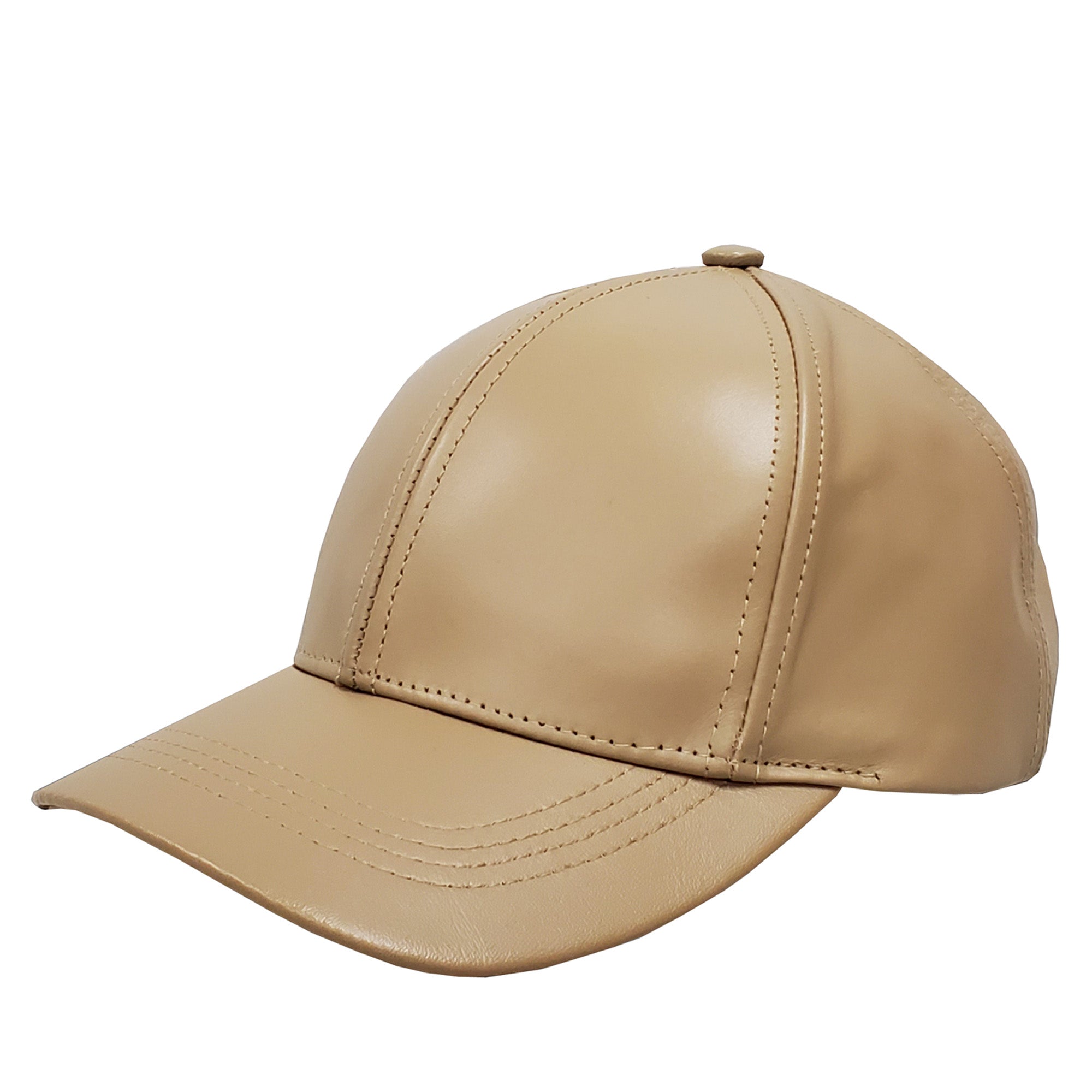 Cowhide Leather Baseball Cap- Khaki