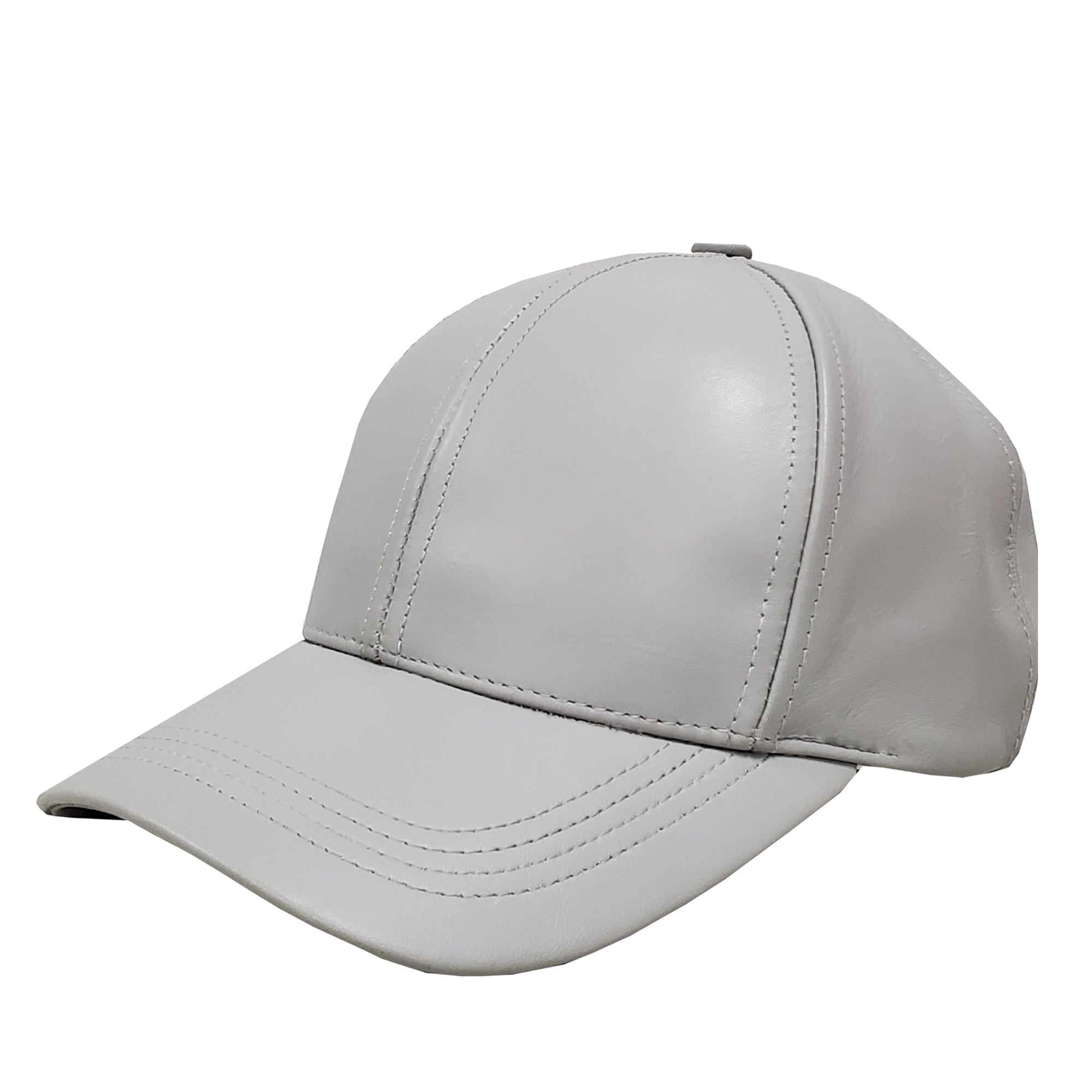 Cowhide Leather Baseball Cap- Light Grey