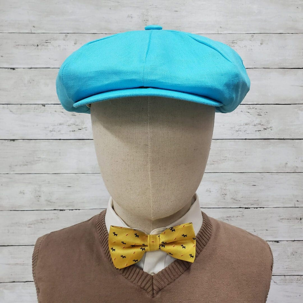 Aqua Linen Apple Newsboy Cap