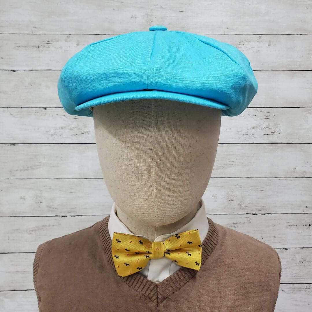 Aqua Linen Apple Newsboy Cap