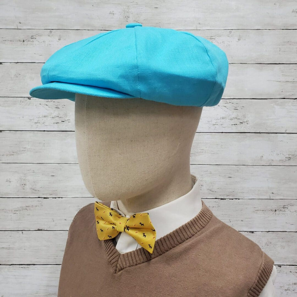 Aqua Linen Apple Newsboy Cap side small