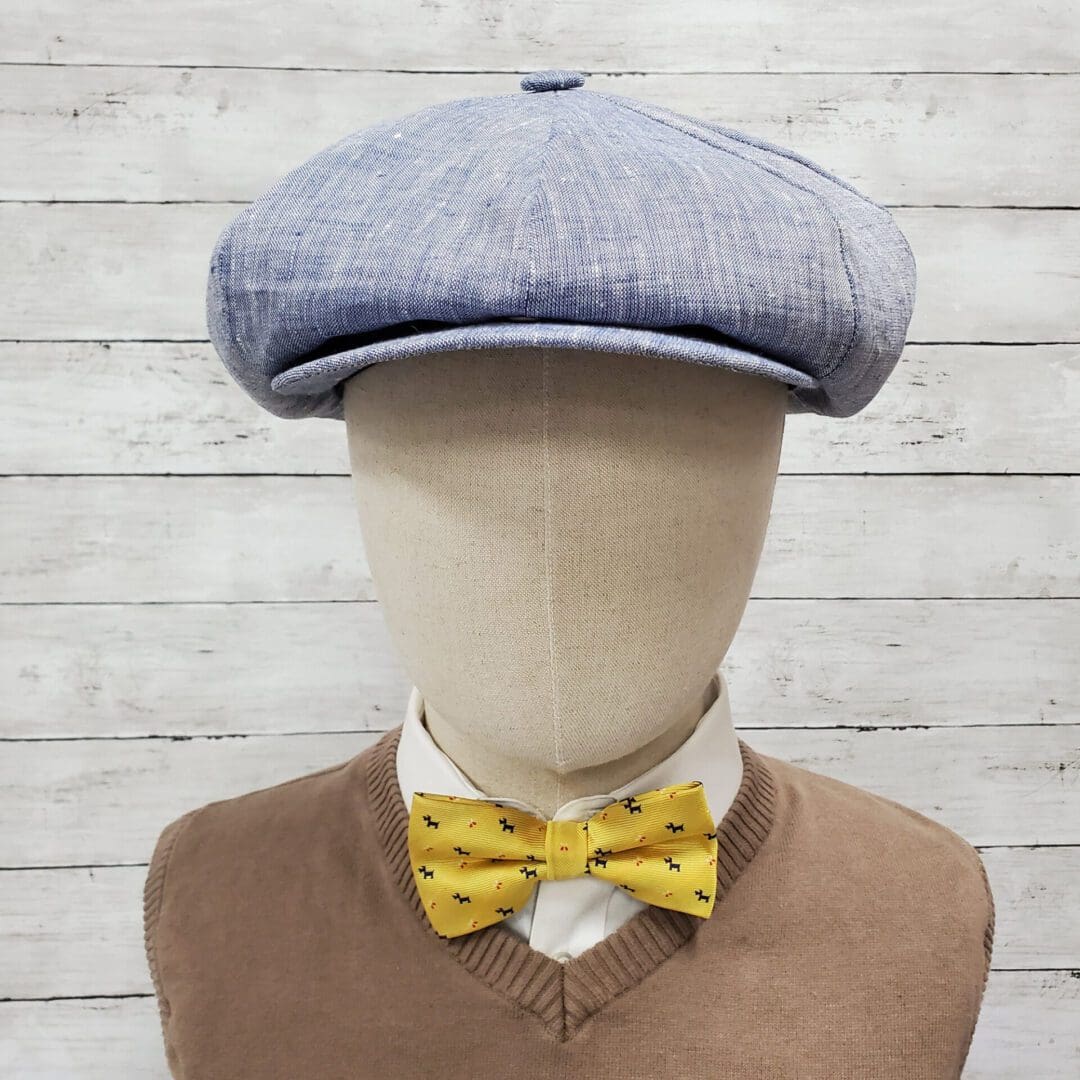 Chambray Blue Linen Apple Newsboy Cap