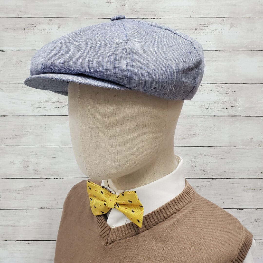 Chambray Blue Linen Apple Newsboy Cap side