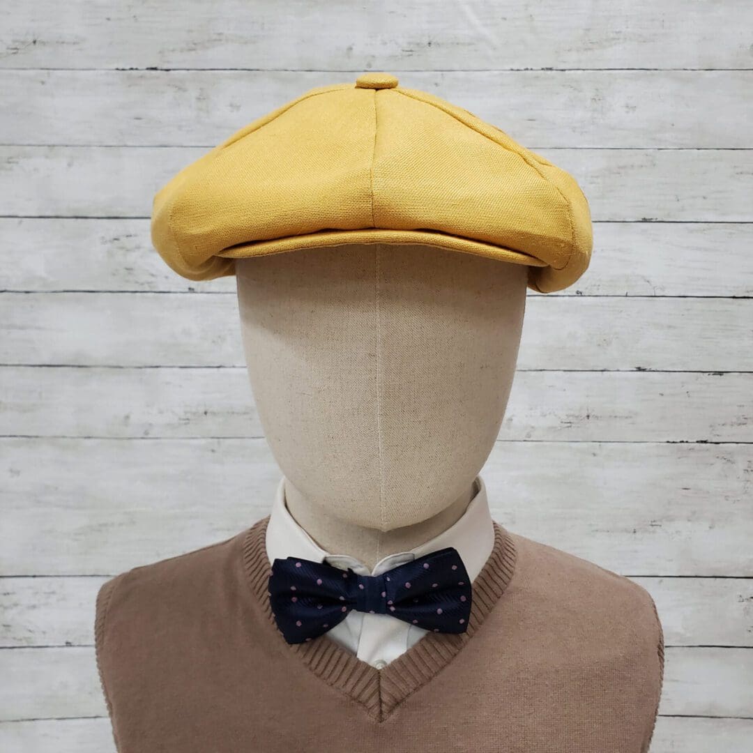 Gold Linen Apple Newsboy Cap
