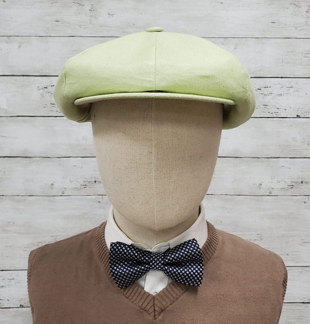 Lime Linen Apple Newsboy Cap