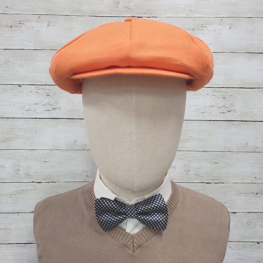 Orange Linen Apple Newsboy Cap