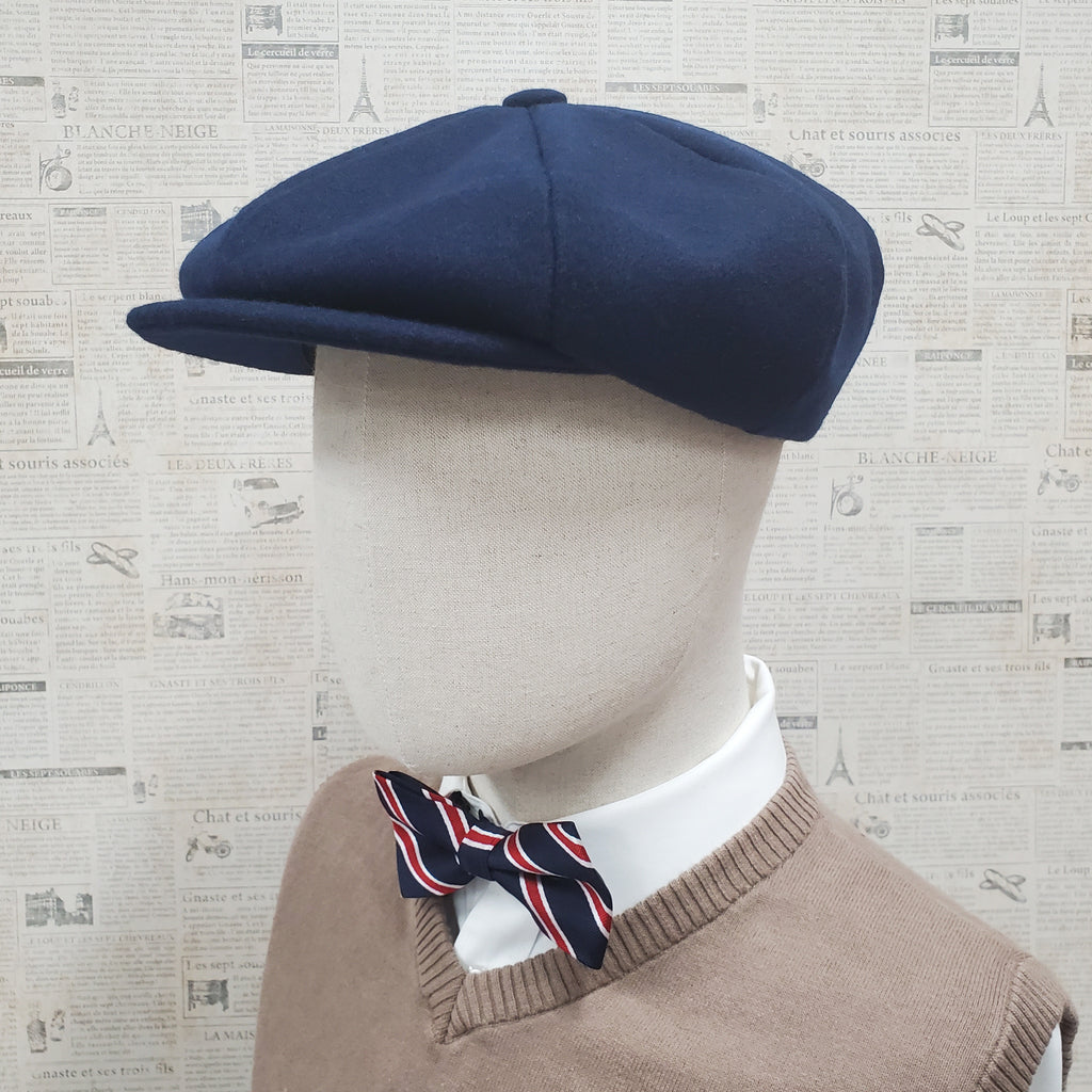 Wool Apple Newsboy Cap- Navy