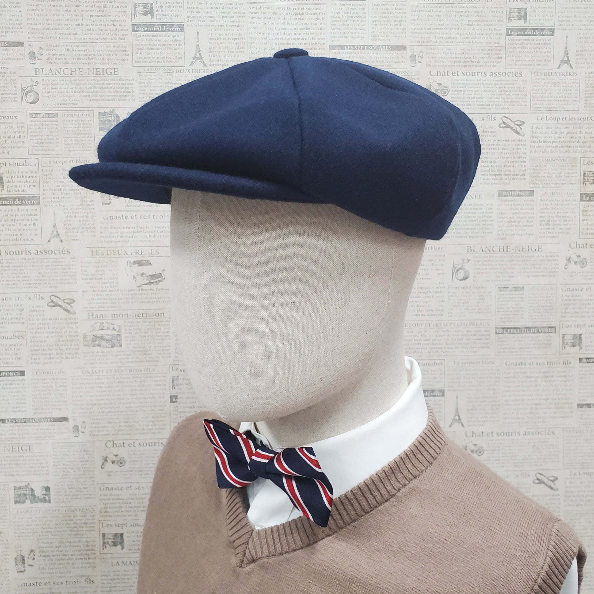 Wool Apple Newsboy Cap- Navy