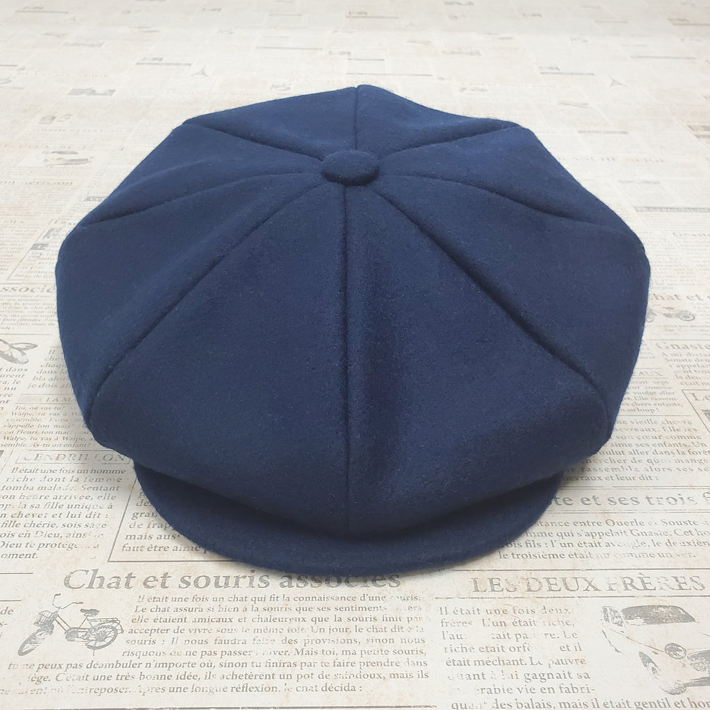 Wool Apple Newsboy Cap- Navy