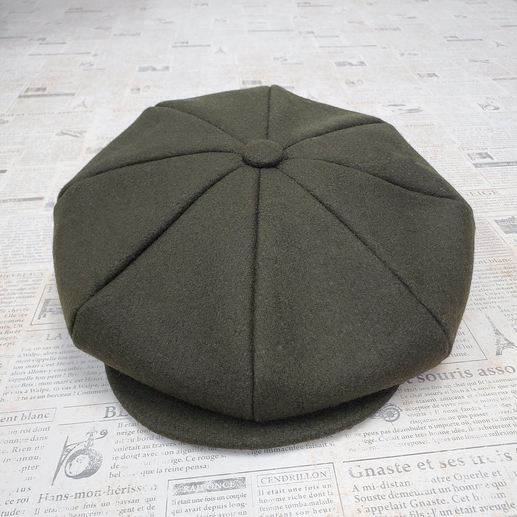 Wool Apple Newsboy Cap- Olive