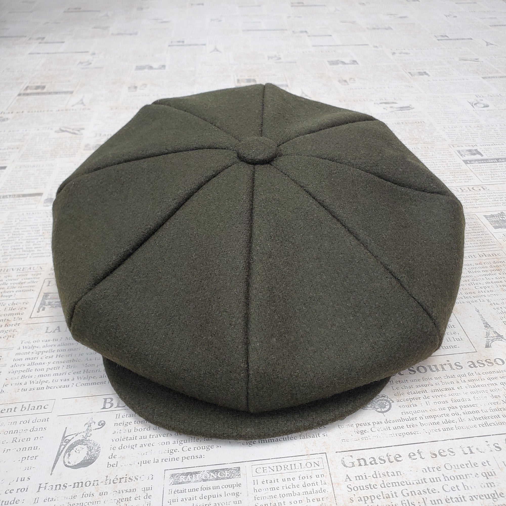 Wool Apple Newsboy Cap- Olive
