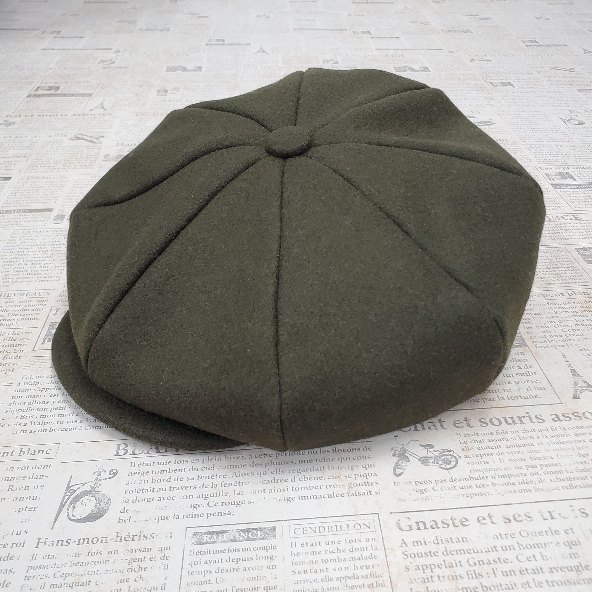 Wool Apple Newsboy Cap- Olive